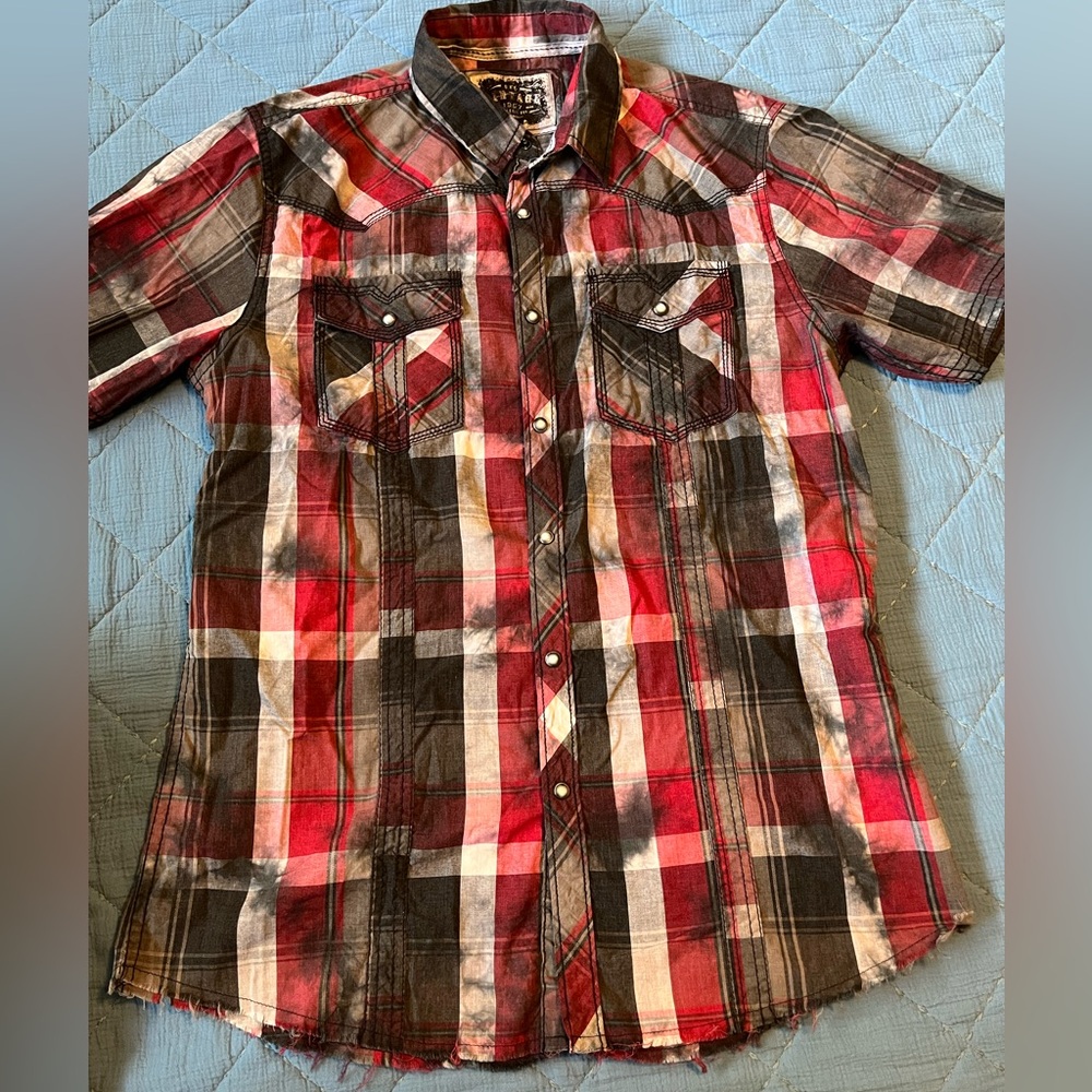 BKE Red and Black Casual Button Down Shirt